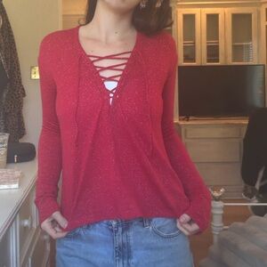 Reformation Scarlet Lace-Up Top